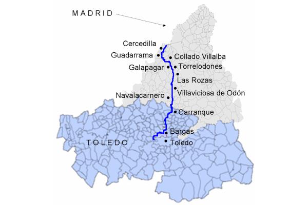 Río Guadarrama - Mapa del río Guadarrama