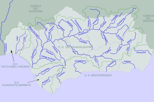 Ríos de Andalucía - ¿Cómo es el mapa de los ríos de Andalucía?