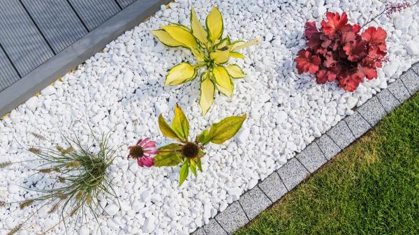 Adiós al césped artificial: siete alternativas elegantes, resistentes y de bajo mantenimiento que triunfan en terrazas y jardines este 2026 - Grava decorativa blanca, beige o en tonos naturales: la alternativa mediterránea que no pasa de moda