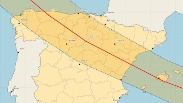 El eclipse solar de agosto dispara el turismo rural: oportunidad económica y reto ambiental - El mapa del eclipse solar: las zonas donde la Luna ocultará por completo el Sol