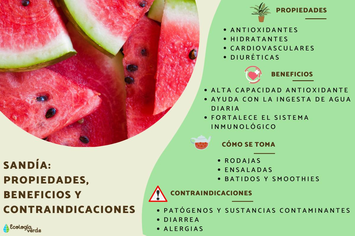 Sandía: propiedades, beneficios y contraindicaciones