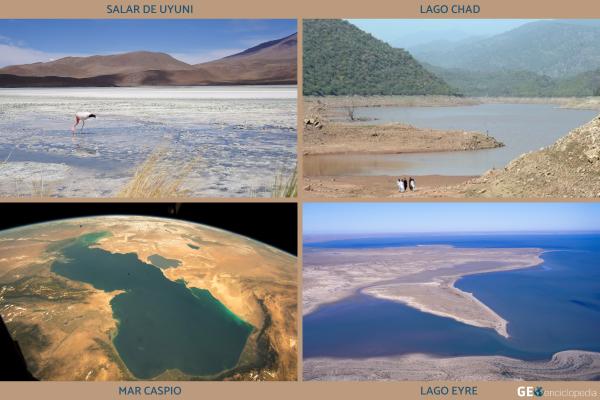 Cuenca endorreica: qué es, causas, evolución y ejemplos - Ejemplos de cuencas endorreicas