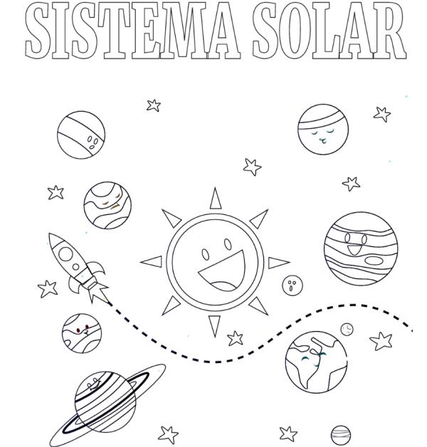 Sistema Solar para Colorear - Imagen para colorear del Sistema solar