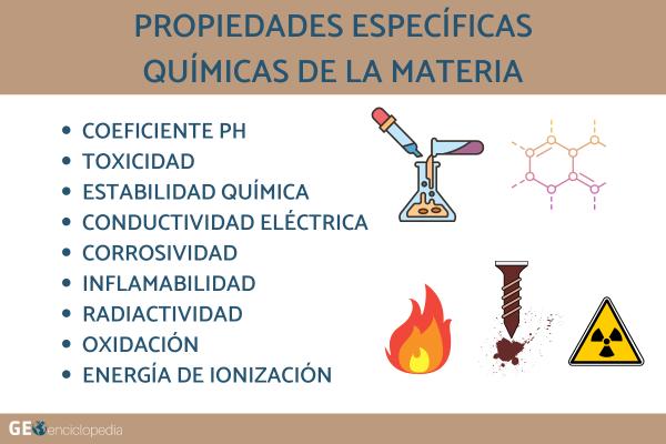 Propiedades específicas de la materia - Propiedades específicas químicas de la materia