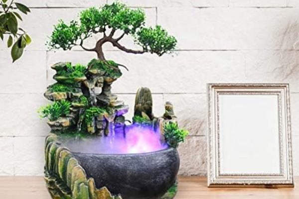 Las mejores fuentes de agua decorativas para interior - Fuente de interior con efecto niebla de Ausla