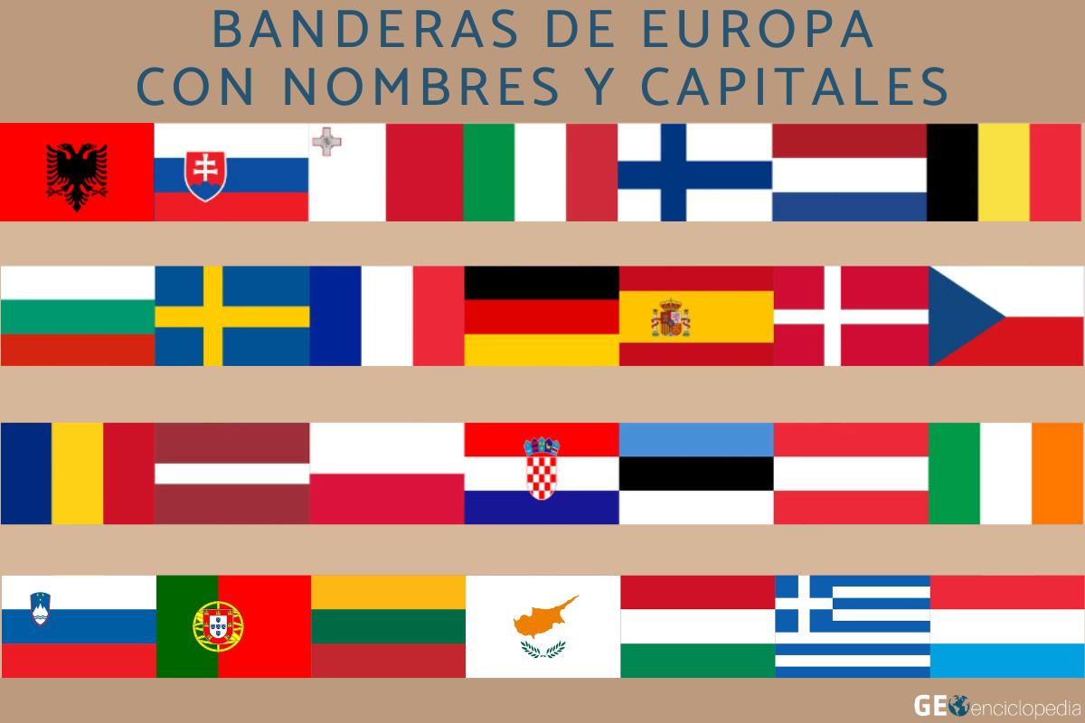 Banderas de Europa con nombres y capitales