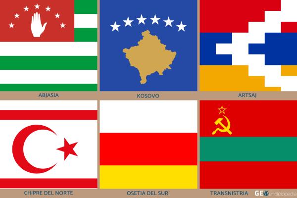 Banderas de Europa con nombres y capitales - Estados con reconocimiento limitado en Europa