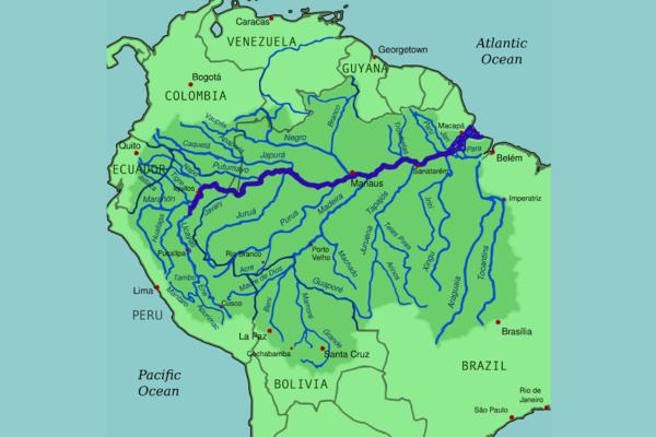 Río Amazonas - Mapa del río Amazonas