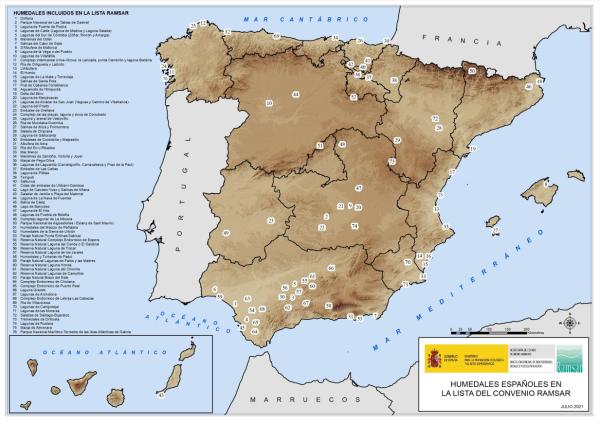 Humedales de España: mapa, nombres, animales y su importancia - Mapa de los humedales de España