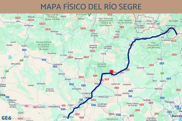 Río Segre - Mapa del río Segre