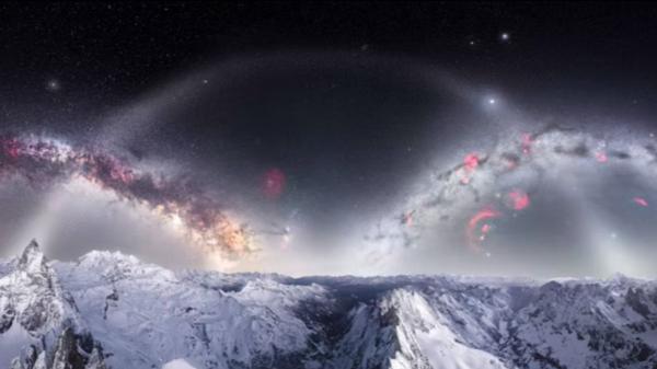 Una fotógrafa subió a los Alpes a -28 ºC y captó una imagen imposible del doble arco de la Vía Láctea - Lo inesperado apareció al revisar las imágenes