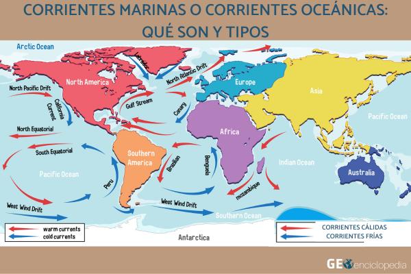 Corrientes marinas: qué son y tipos